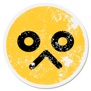 mutsuz yüz dairesel etiketi bir insan tarafından çizilmiş.