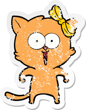 Bir insan tarafından çizilmiş karikatür bir kedinin sıkıntılı çıkartması.