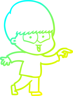 Bir çizgi film karakteri çizen soğuk çizgi bir insan tarafından çizilmiş mutlu çocuk.