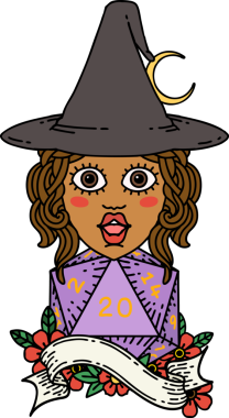 Bir insan tarafından çizilmiş 20 D20 zarlı Retro Dövme Tarzı insan büyücüsü