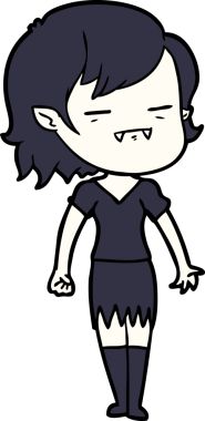 Bir insan tarafından çizilmiş ölümsüz vampir kız çizgi filmi.