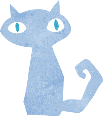 Bir insan tarafından çizilmiş çizgi film kedisi.