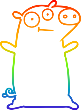 gökkuşağı gradyan çizimi mutlu çizgi domuz çizimi bir insan tarafından çizilmiş