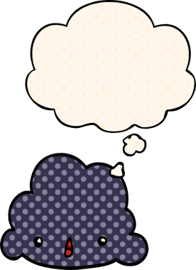 Çizgi roman tarzında bir insan tarafından çizilmiş düşünce baloncuğu olan çizgi film bulutu