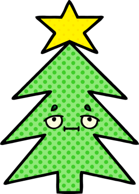 Bir insan tarafından çizilmiş bir Noel ağacının çizgi romanı.