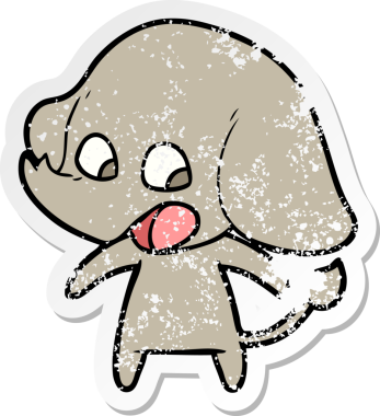 Bir insan tarafından çizilmiş şirin bir filin sıkıntılı çıkartması