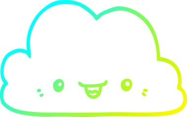 Bir insan tarafından çizilmiş soğuk bir çizgi film bulutunun çizimi.