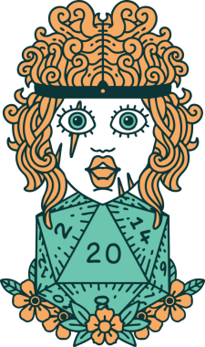 Retro Dövme Tarzı İnsan Barbarlığı Bir insan tarafından çizilmiş 20 zar ile