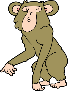 bir insan tarafından çizilmiş şempanze çizgi filmi