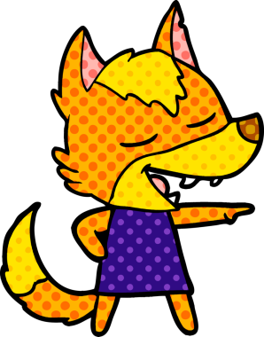 Bir insan tarafından çizilmiş tilki çizgi film karakteri