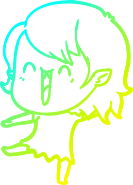 Bir insan tarafından çizilen mutlu vampir kız çizgi filminin soğuk gradyanı.