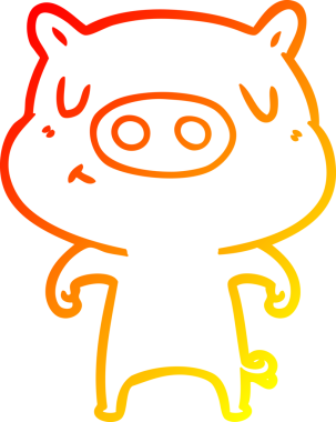 Bir insan tarafından çizilen çizgi film içerikli domuzun sıcak çizgi çizimi