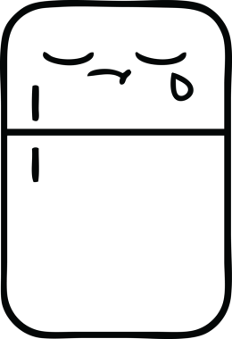 Bir insan tarafından çizilmiş bir buzdolabı karikatürü.