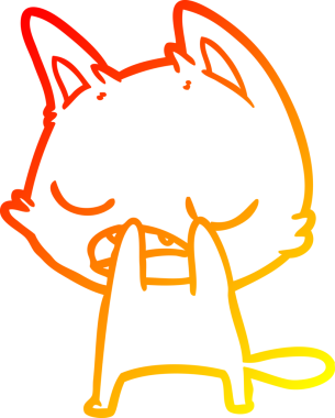 Bir insan tarafından çizilen konuşan kedi çizgi filminin sıcak gradyan çizimi