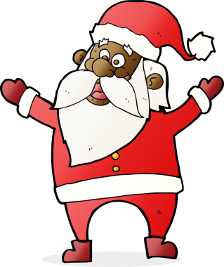 Bir insan tarafından çizilmiş Noel Baba çizgi filmi.