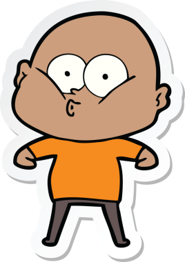 Bir insan tarafından çizilmiş kel bir adamın çıkartması.