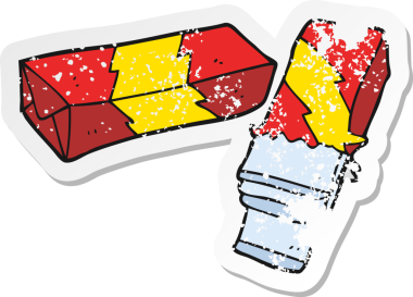 Bir insanın çizdiği sakızın gerilemiş retro yapıştırması