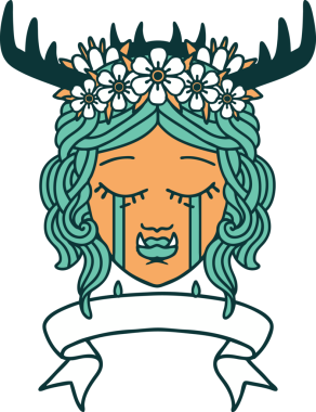 Retro Dövme Biçimi Ağlayan Ork Druid karakteri bir insan tarafından çizilmiş