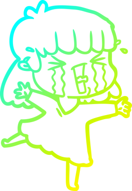 Bir insan tarafından çizilmiş göz yaşları içinde bir çizgi film kadını çizimi.