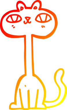 Bir insan tarafından çizilmiş çizgi film kedisinin sıcak çizgi çizimi