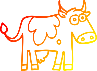 Bir insan tarafından çizilmiş bir çiftlik ineğinin sıcak çizgi çizimi