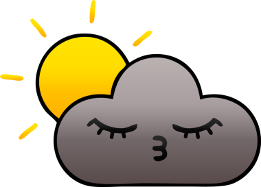 Bir fırtına bulutu ve bir insan tarafından çizilen güneşin gölgeli karikatürü