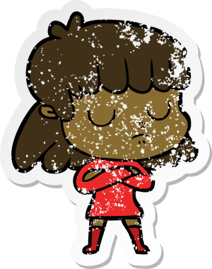 Bir insan tarafından çizilmiş ilgisiz bir karikatür çıkartması.