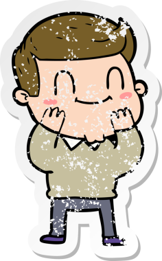 Bir insan tarafından çizilmiş, karikatür dostu bir adamın sıkıntılı çıkartması.