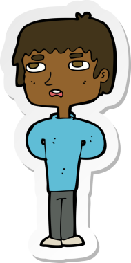 Bir insan tarafından çizilmiş mutsuz bir adamın karikatür çıkartması.