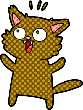 Bir insan tarafından çizilmiş mutlu çizgi film kedisi.