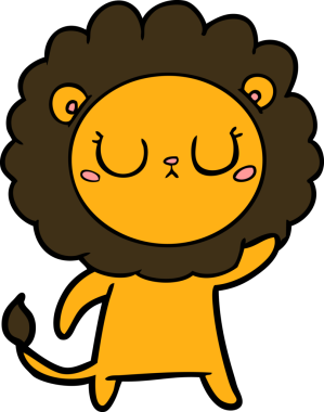 Bir insan tarafından çizilmiş çizgi film aslanı.