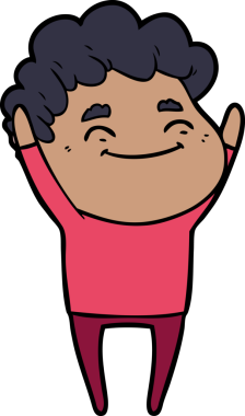 Bir insan tarafından çizilmiş çizgi film dostu bir adam.