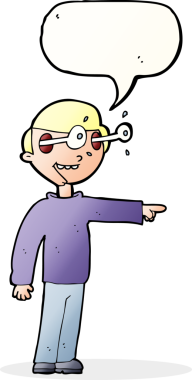 Bir insan tarafından çizilmiş konuşma balonlu bir çizgi film adamı.