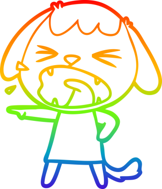 Gökkuşağı gradyan çizgisi bir insan tarafından çizilmiş şirin bir çizgi köpek havlaması.