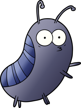 Bir insan tarafından çizilmiş komik karikatür böceği.