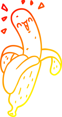 Bir insan tarafından çizilmiş bir muzun sıcak çizgi çizimi