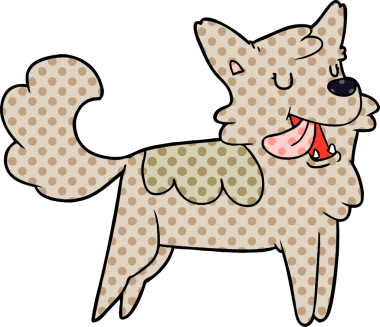 Bir insan tarafından çizilmiş mutlu bir köpek.