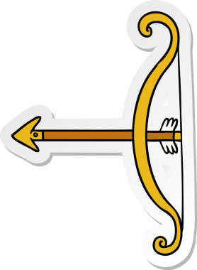 Bir insan tarafından çizilmiş bir yay ve okun el çizimi karikatürü.