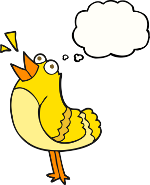 Bir insan tarafından çizilmiş serbest çizim balon karikatür kuşu.