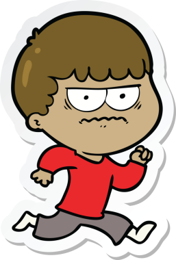 Bir insan tarafından çizilmiş kızgın bir adamın çıkartması.