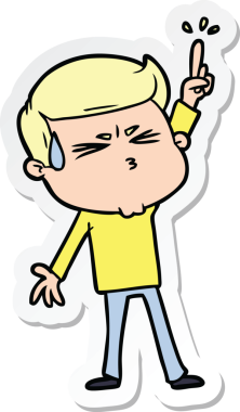 Bir insan tarafından çizilmiş terleyen bir karikatür adamın çıkartması.