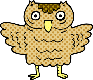 Bir insan tarafından çizilmiş komik baykuş.