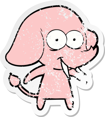 Bir insan tarafından çizilmiş mutlu bir filin sıkıntılı çıkartması.