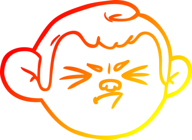 Bir insan tarafından çizilmiş bir maymun suratının sıcak çizgi çizimi