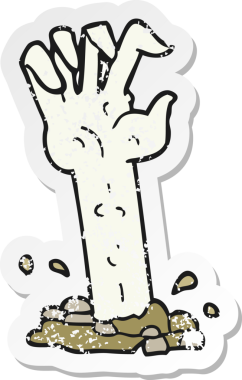 Bir insan tarafından çizilmiş, karikatür zombi elinin gerilimli yapıştırması.