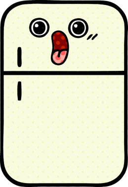 Bir insan tarafından çizilmiş buzdolabı karikatürü.