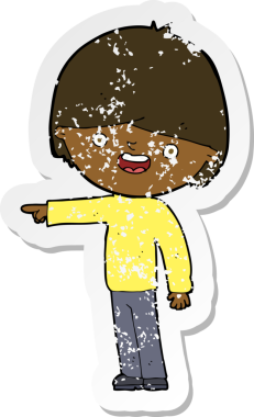 Bir insan tarafından çizilmiş karikatür adamın gerilmiş çıkartması.