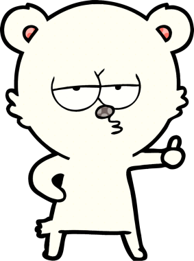 Sıkıcı kutup ayısı çizgi filmi bir insan tarafından çizilmiş işaret veriyor.