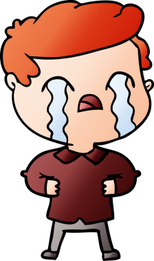 Bir insan tarafından çizilmiş ağlayan çizgi film adamı.