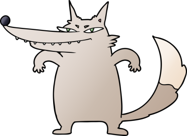 Bir insan tarafından çizilmiş sinsi bir kurt.